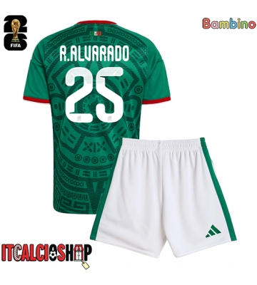 Messico Roberto Alvarado #25 Prima Maglia Bambino Mondiali 2026 Manica Corta (+ Pantaloni corti)